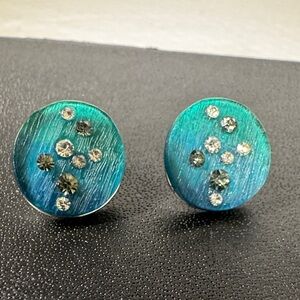 Kenneth Cole Turquoise Round Crystal Accent Stud Earrings 1/2”